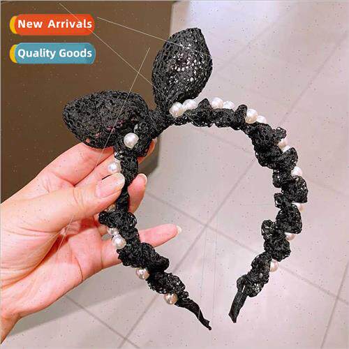 Korea lace wind pearl bow hair band girl ins fairy headband