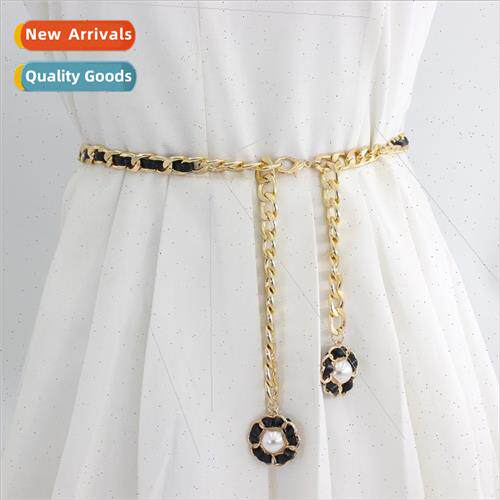 Pearl women waist chain metal chain decorative pants belt fa