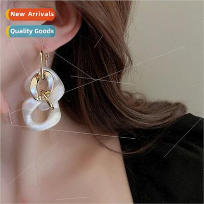 lver needle geometric hollow metal earrings Korea fashion ea