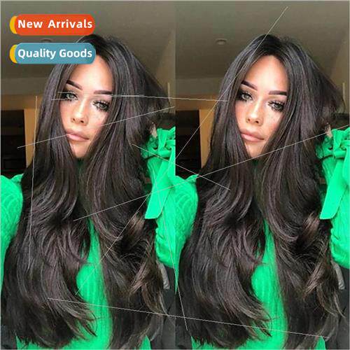 Center parted long curly women long hair big wave curly blac