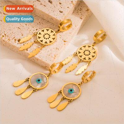 Ins wind fashion tanium steel earrings 18k gold dream catche