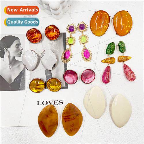 Irregular earrings resin earrings ZAR new summer colorful tr