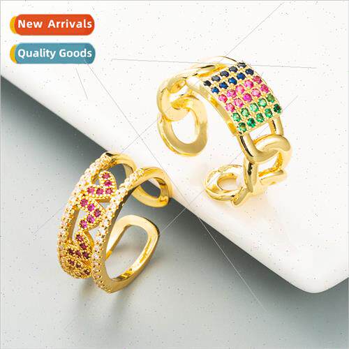 Europe design geometric copper micro-set colored zirconia ri