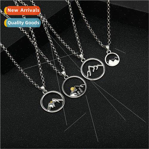 Round hollowed mountain peak metal necklace fashion circle s