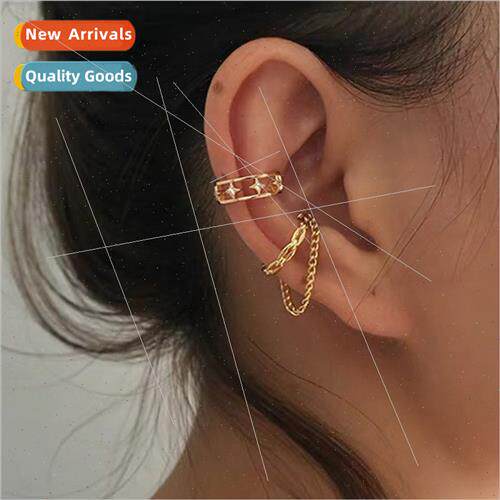che hollow metal zirconia ear bone clip female Korea simple