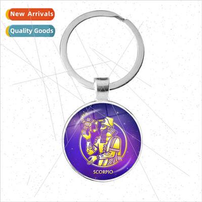 12 Zodiac gns Keychain Crystal Charms Zodiac Time Gemstone K