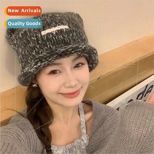 Cute cat ears thick wool knted hat female fall winter thicke