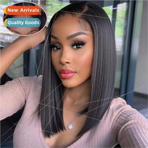 Wigs Europe Women Front Lace Wigs Black Short High-temperatu