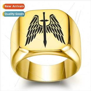 304 angel steel Justice tanium ring glossy Stainless wings