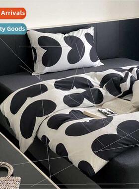 Color blocking peach heart knted cotton sue retro printing c