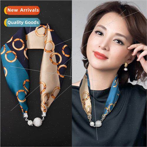 Summer Lazy Tie-free Double Layer Scarf Magnetic Clasp Neckl