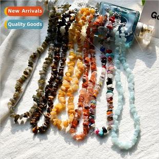 Bohemian mixed color crystal necklace female collarbone chai