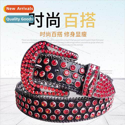 Rhinestone Belt Men Women Western Leather Belt Cowboy Shiny