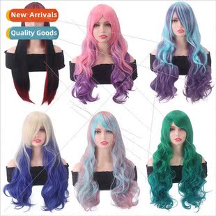 Europe wig long straight curly hair gradient high temperatur