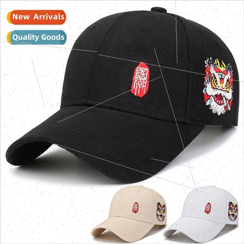 tide wind fashion duck tongue cap dancing lion head embroide