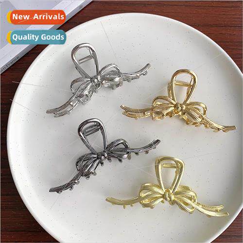 Bow hair clips back head grab clip female new high-end summe