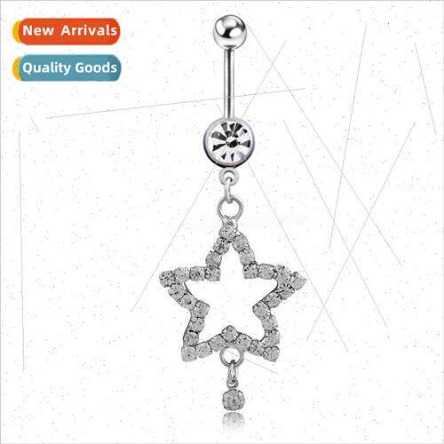 Piercing Jewelry Medical Steel Pentagram Diamonds Navel Ring