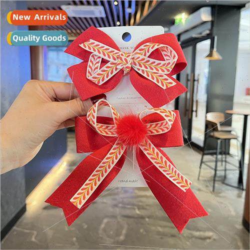 Korean children hair clips back head fabric large bow hair c