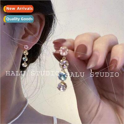 Spring color palette pink diamond whe stone splicing long ea