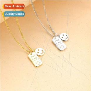 card letters necklace female versatile Vintage simple smiley