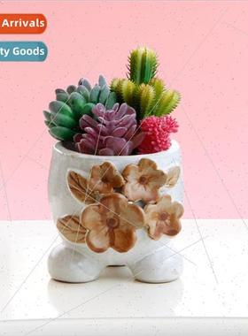 Vintage Kiln Glaze Lovely Whe Ceramic Three-Footed Succulent