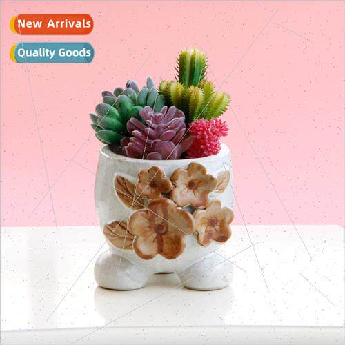 Vintage Kiln Glaze Lovely Whe Ceramic Three-Footed Succulent