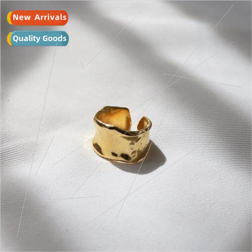 Europe niche vintage bumpy textured brass plated ring index