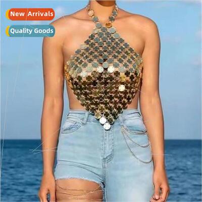 180324 Europe sexy acrylic sequins round piece splicing holl