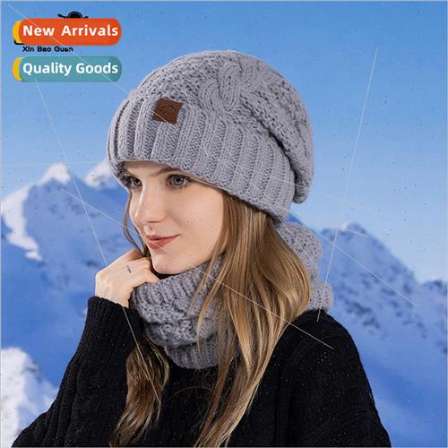 8395 winter Europe Uned States hat scarf set women cold warm