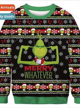 2022 Christmas Pattern 3D Printed Mens and Womens Loose Casu