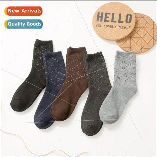 Socks men winter solid color cotton socks sports mid-calf so