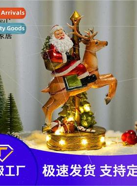 Europe Christmas new Santa Claus carousel light-up music box