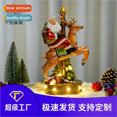 Europe Christmas new Santa Claus carousel light-up music box