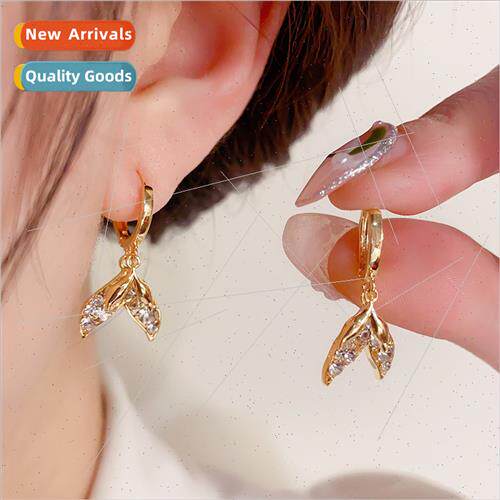 Koreasimple full diamond fish tail ear buckle female 2023 ne