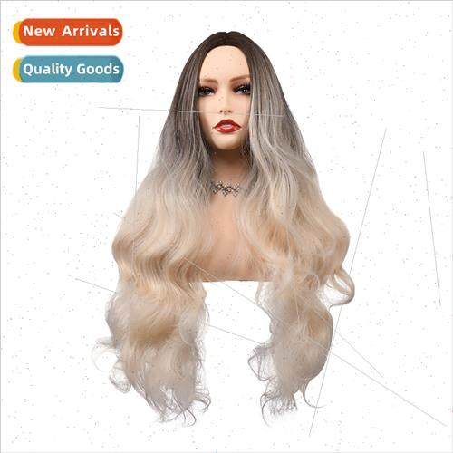 Europe ladies wig head covering matte silk center parting gr