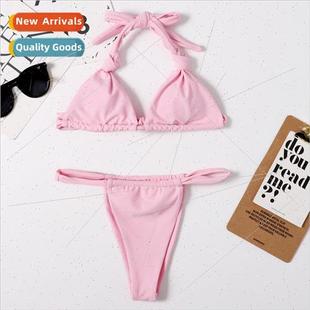 Spl Solid Neck Reversible Tie Bikini Womens Sexy Nylon Color