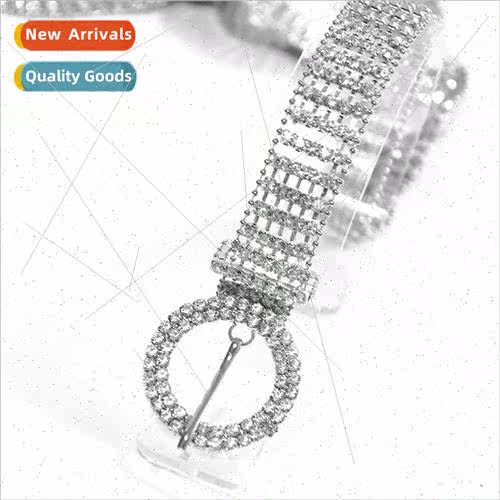 Europe women new round buckle rhinestone thin waist chain sw