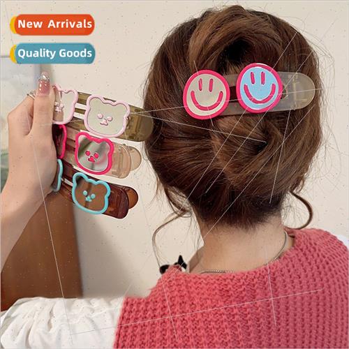 New bear smiley face large duckbill clip cute sweet back hea