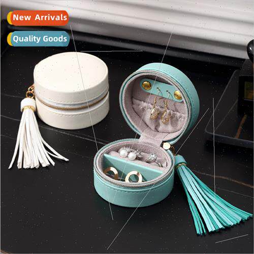 Mini round jewelry box carry-on bag portable velvet lining z