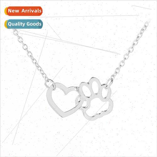 jewelry 2017 new dog paw heart pendant necklace alloy short