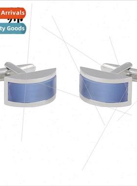 Navy blue curved brushed textured cat eye stone fashion cuff