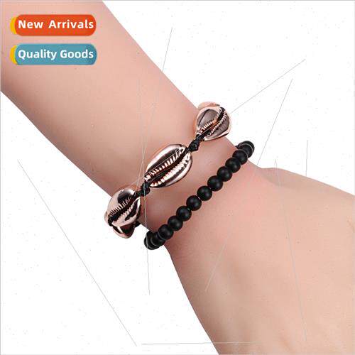 Bohemian handmade bracelet galvanized rose gold shell bracel