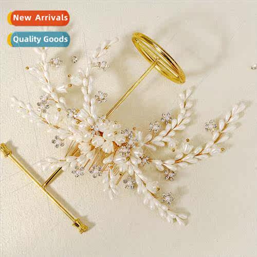 Europe bridal hair comb handmade pearl rhinestone wheat ears