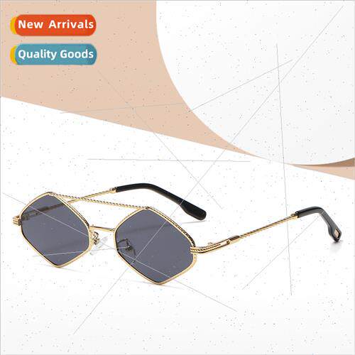 Polygonal double beam color sunglasses women 2022 new sungla