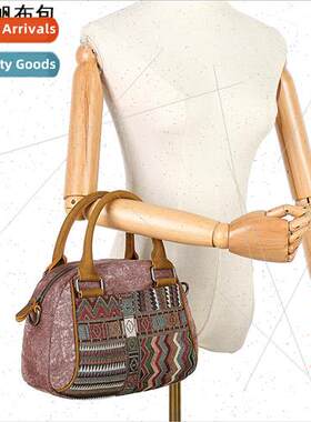 Waterproof Canvas Head Layer Leather Women Shoulder Bag Ethn