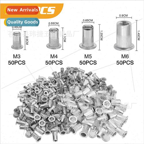 200pcs flat head vertical thread aluminum rivet nut pull riv