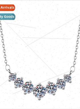 Europe V-shaped row diamonds necklace female pendant delicat