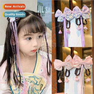 Korean small fresh bow tassel ribbon hair clips hanfu ancie