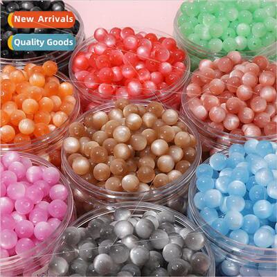 10 colorful resin imitation cat eye round beads loose beads