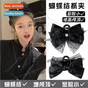 clips double top skull high hair bow sided black Headdress